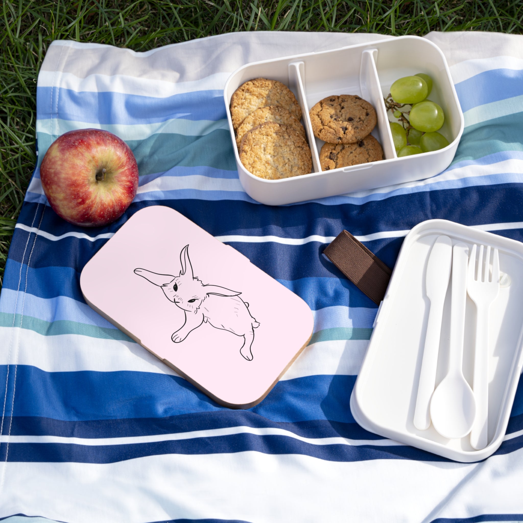 Boîte à repas Rose avec dessin de lapin