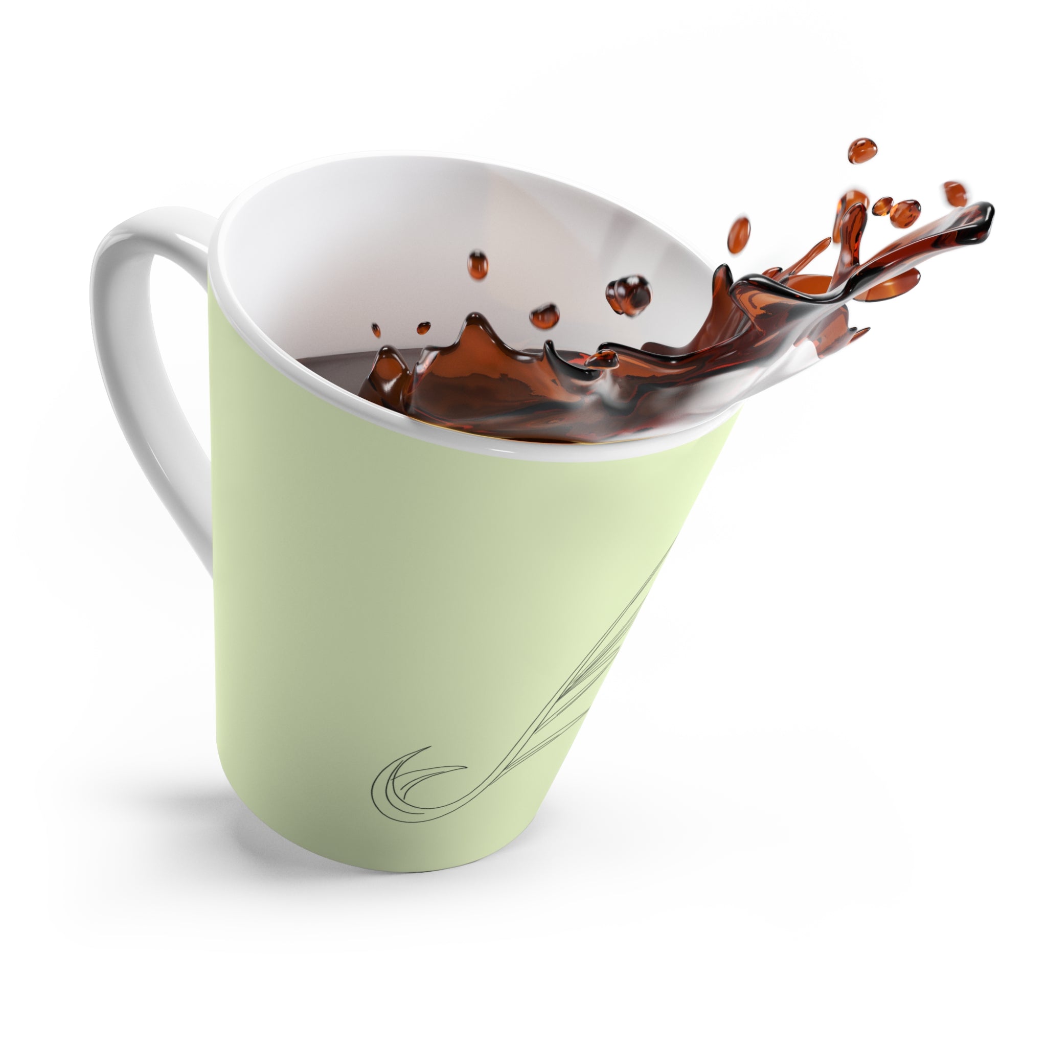 Tasse à café verte avec dessin de fleurs