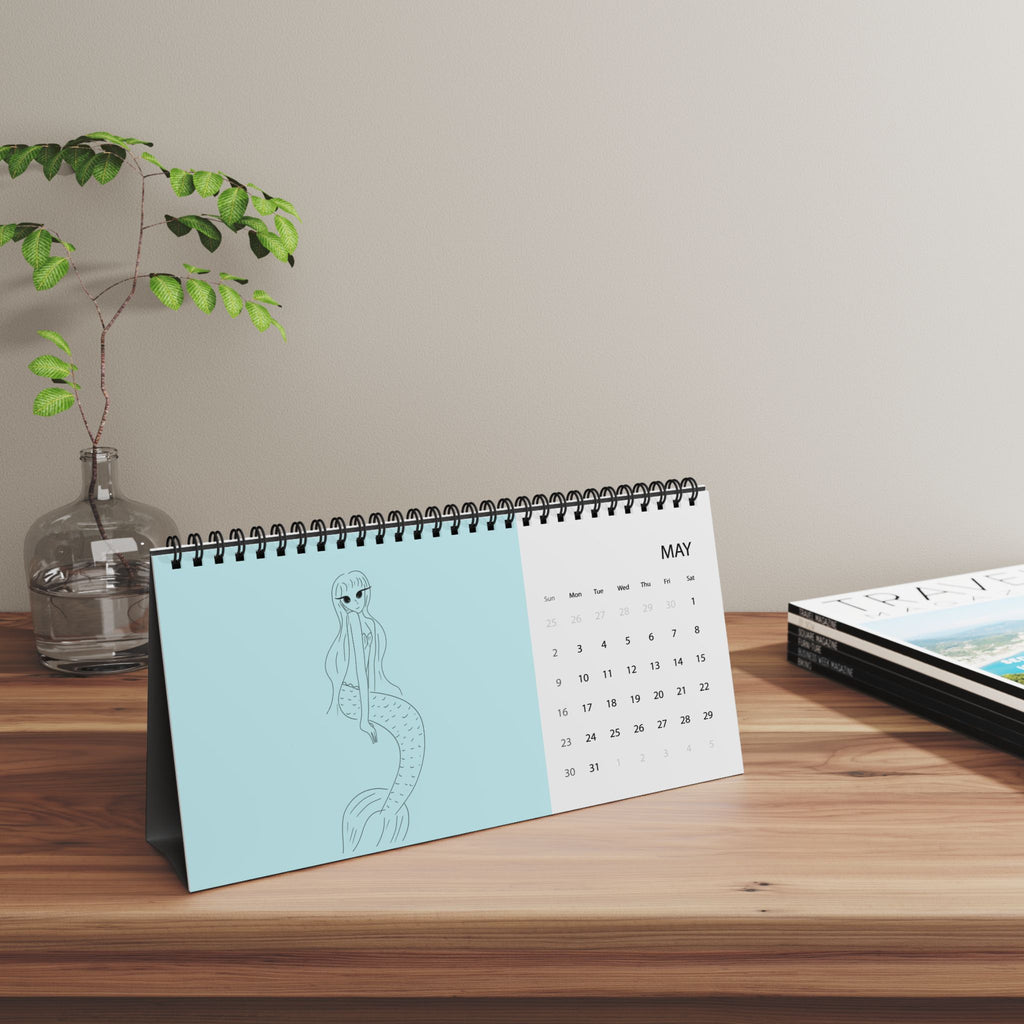 Calendrier de bureau « Sirène » 2027 – minimaliste à grille
