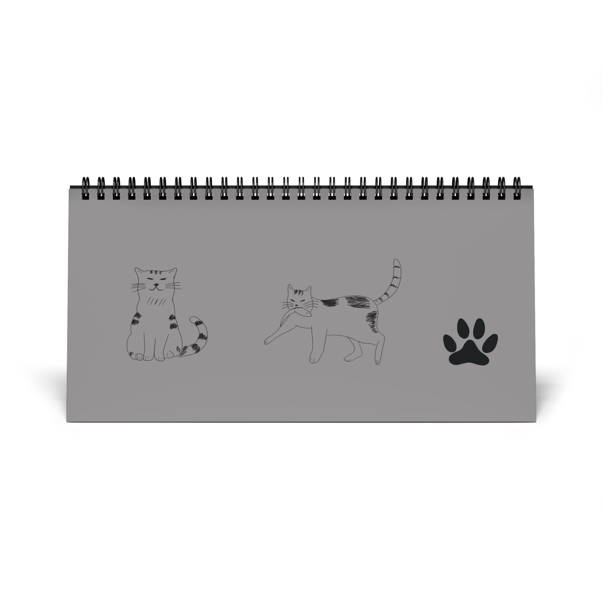 Calendrier de bureau « Chats » 2027 — Calendrier de bureau minimaliste à grille avec de jolies illustrations de chats