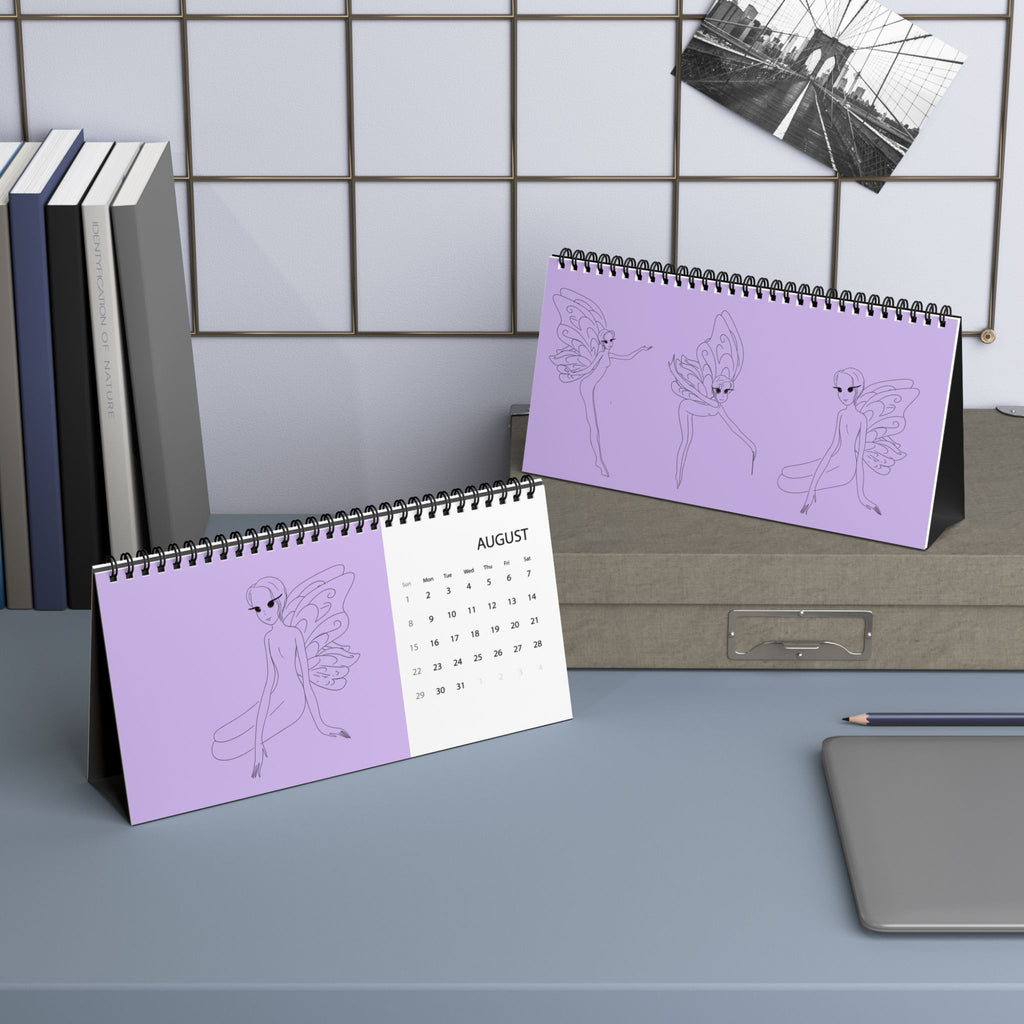Calendrier de bureau « Fée » 2027 – Calendrier minimaliste à grille