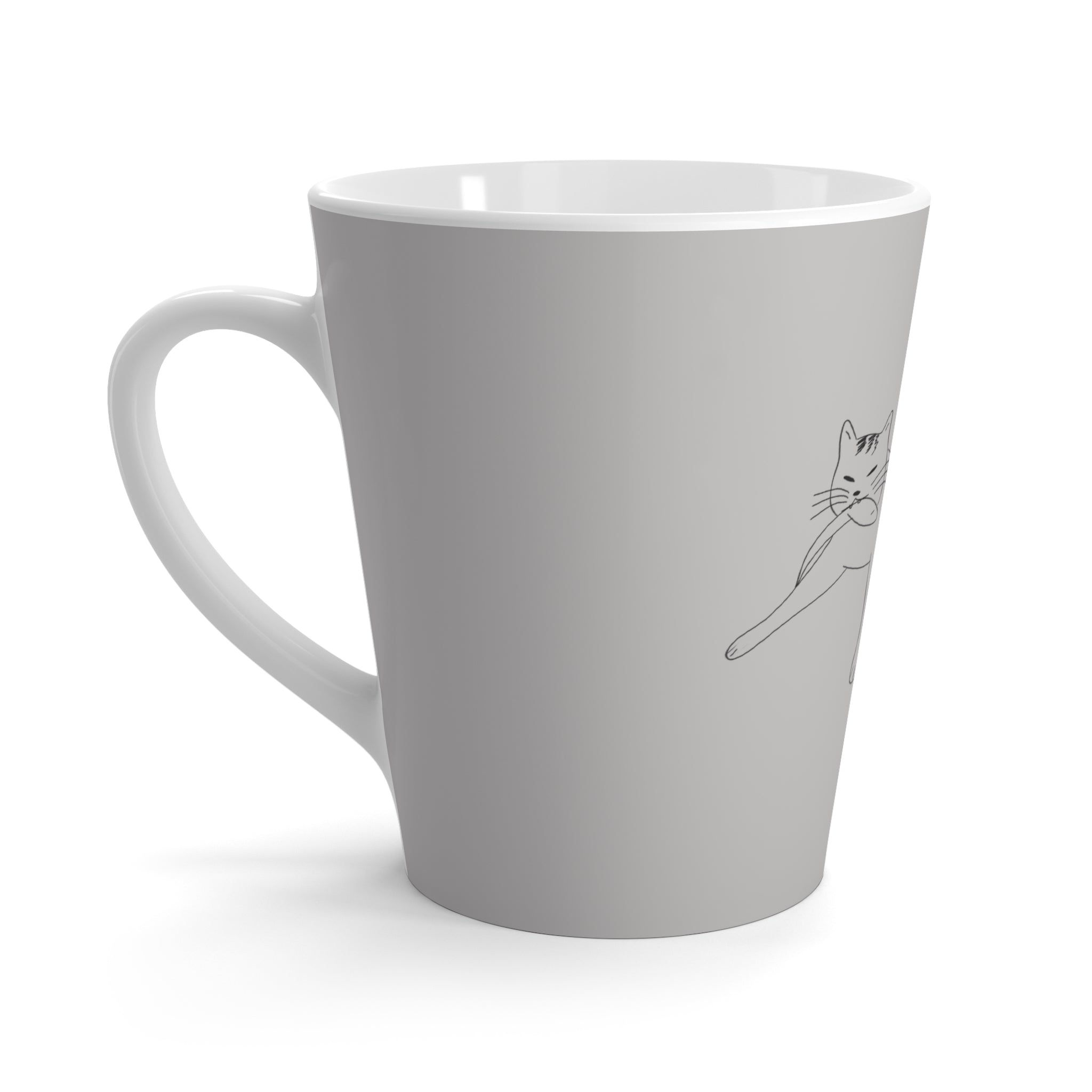 Tasse à café gris avec dessin de chat