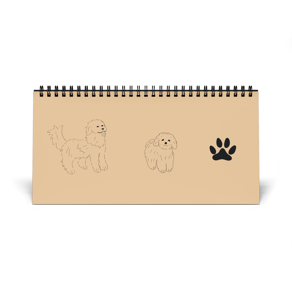 Calendrier de bureau  2027  beige de dessin de chiens  — Calendrier à cases