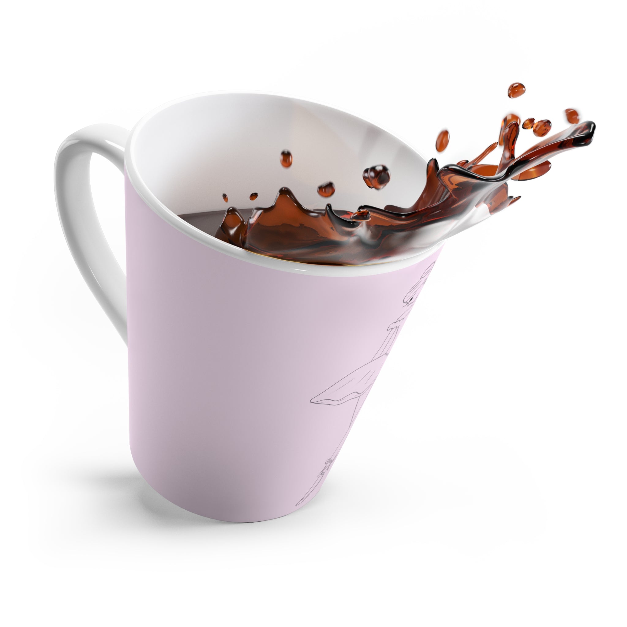 Tasse à café rose avec dessin de ballerine