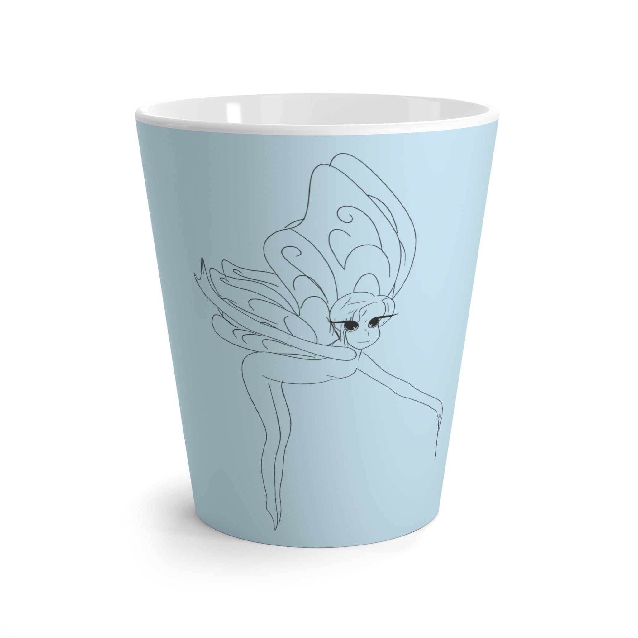 Tasse à café bleu avec dessin de fée