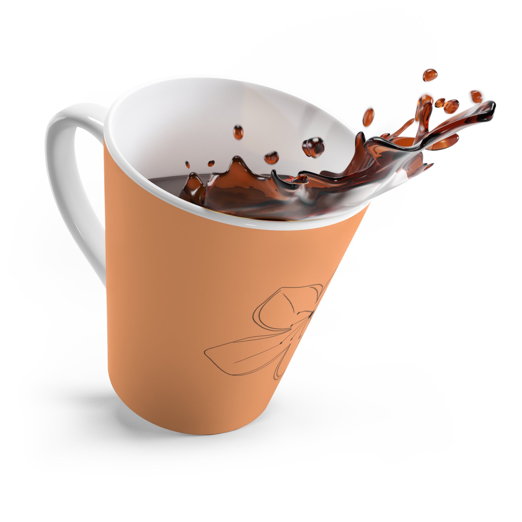 Tasse à café Orange  avec dessin de fleur
