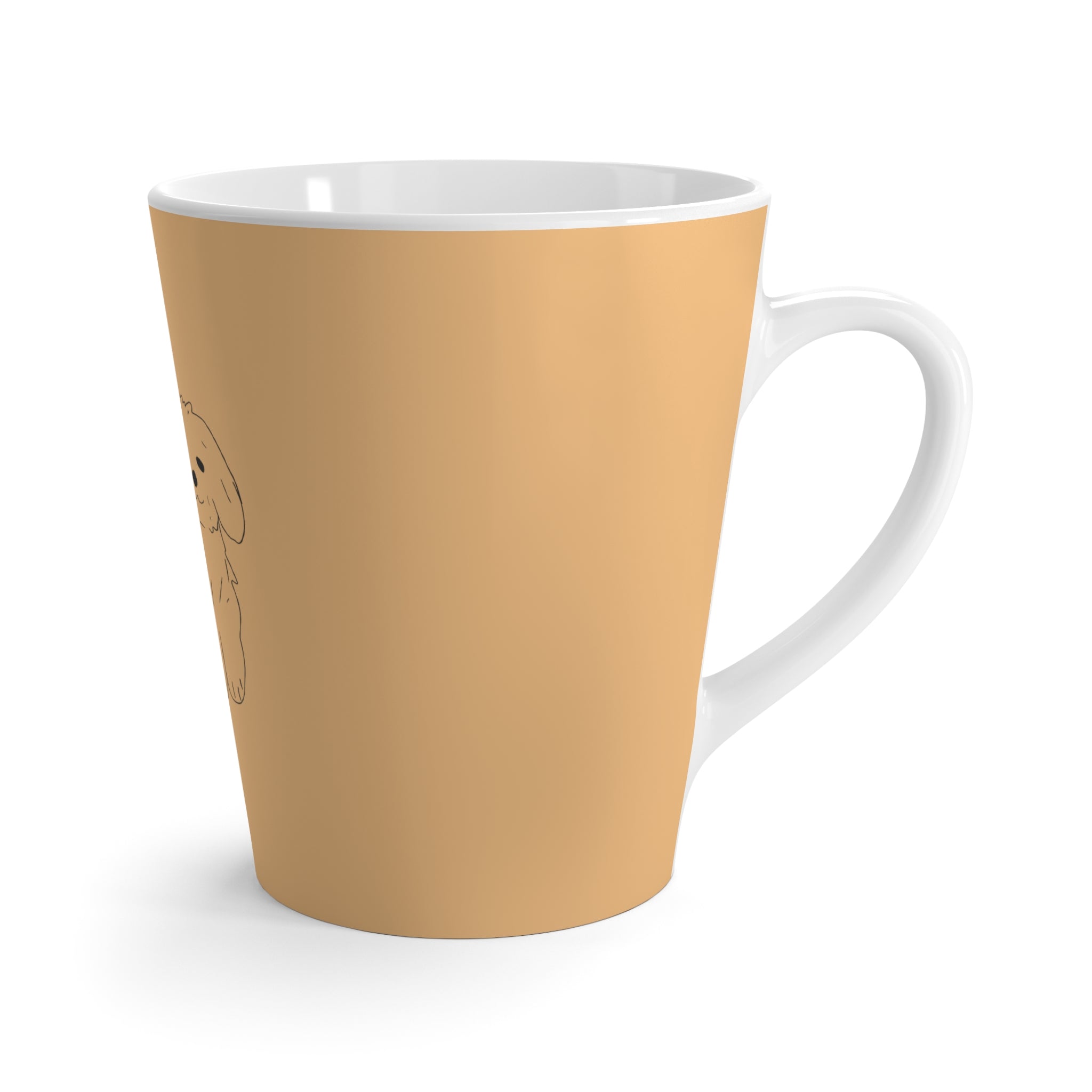 Tasse à café jaune avec dessin de chien