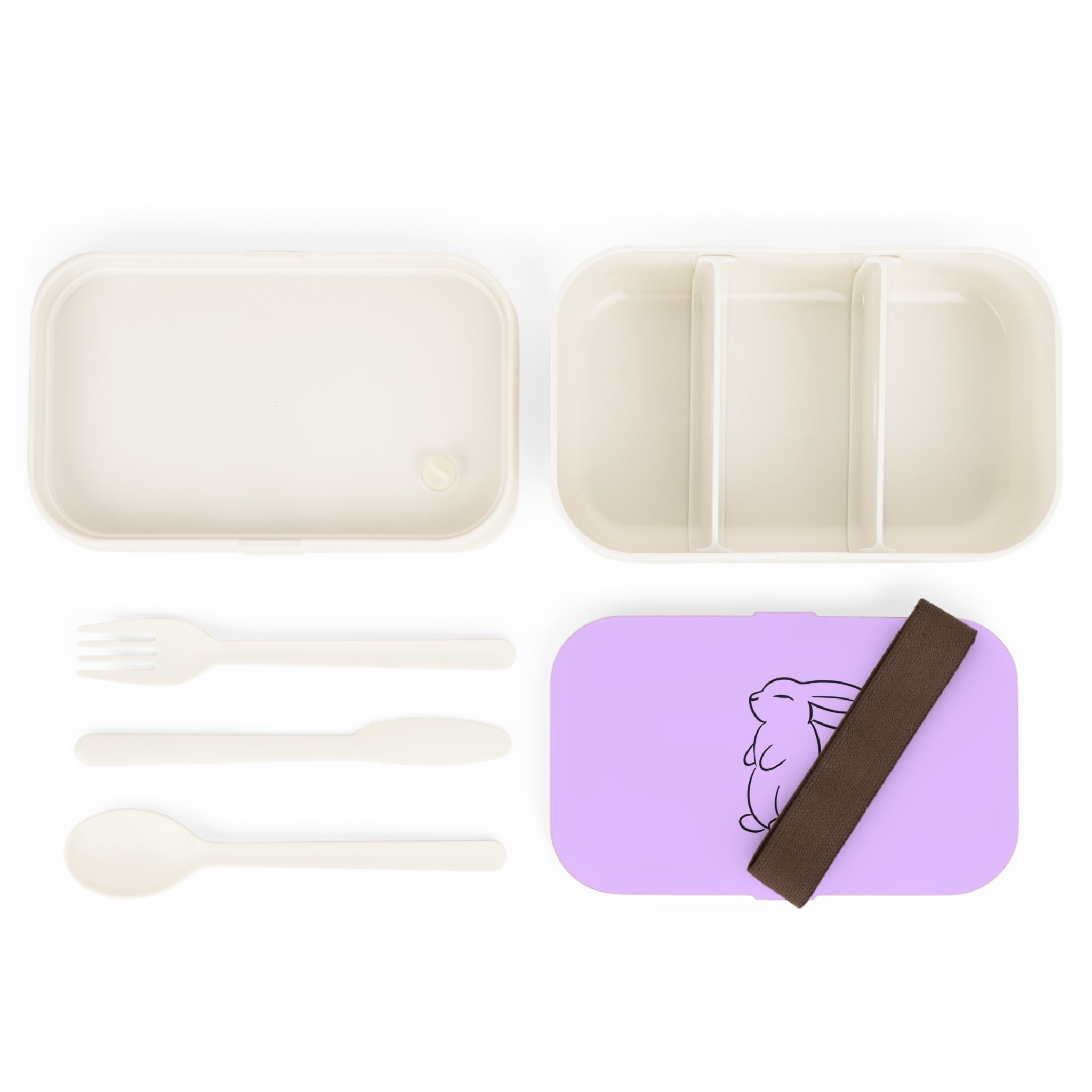 Boîte à repas violet  avec dessin de lapin