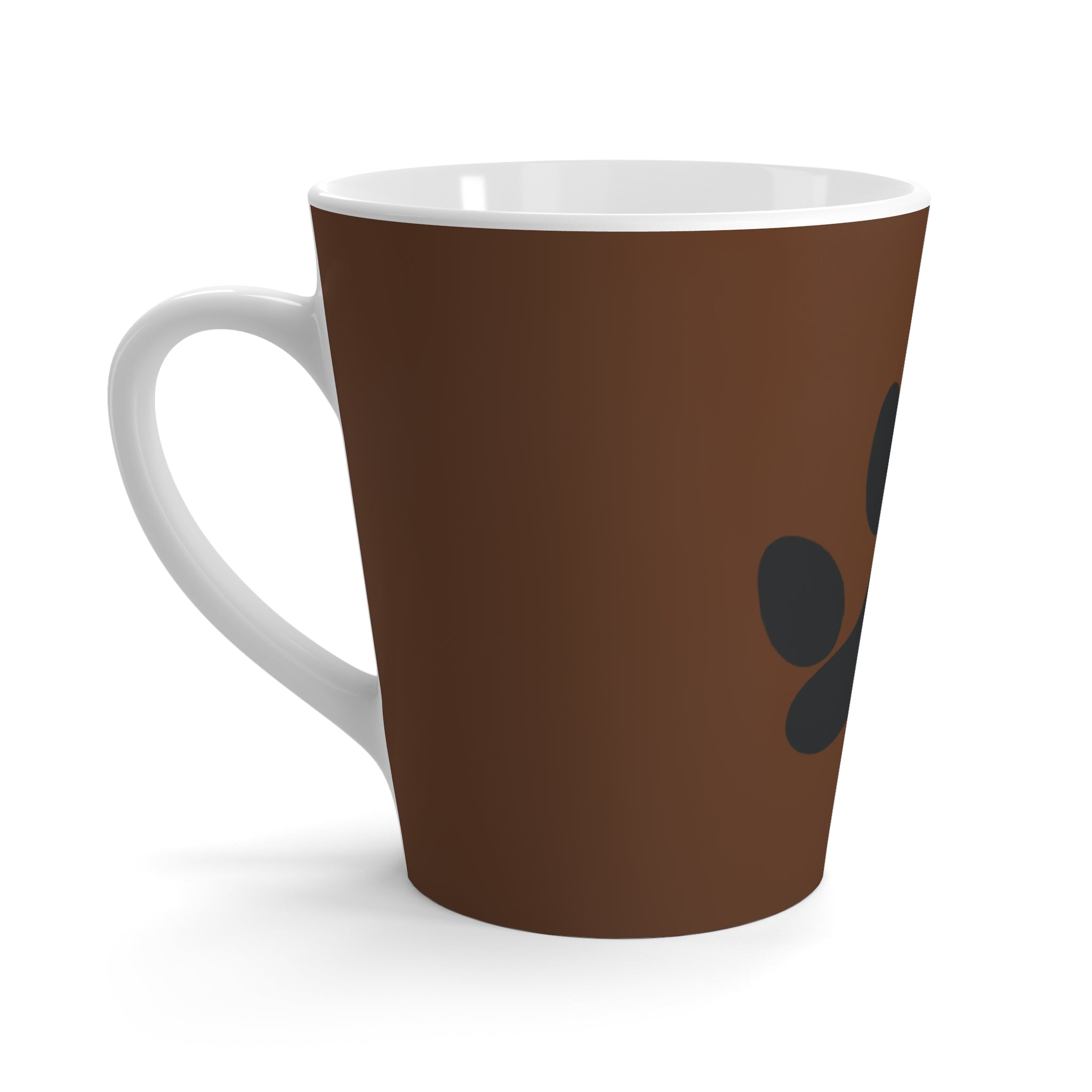 Tasse à café marron avec dessin de patte a chiens