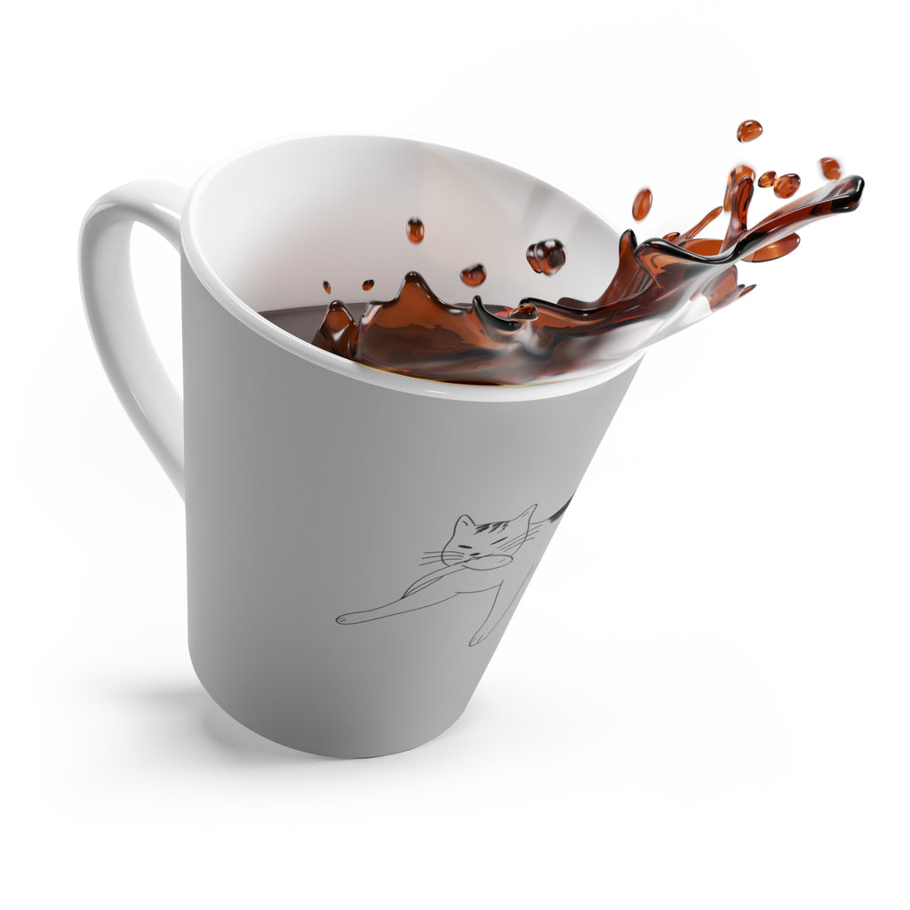 Tasse à café gris avec dessin de chat
