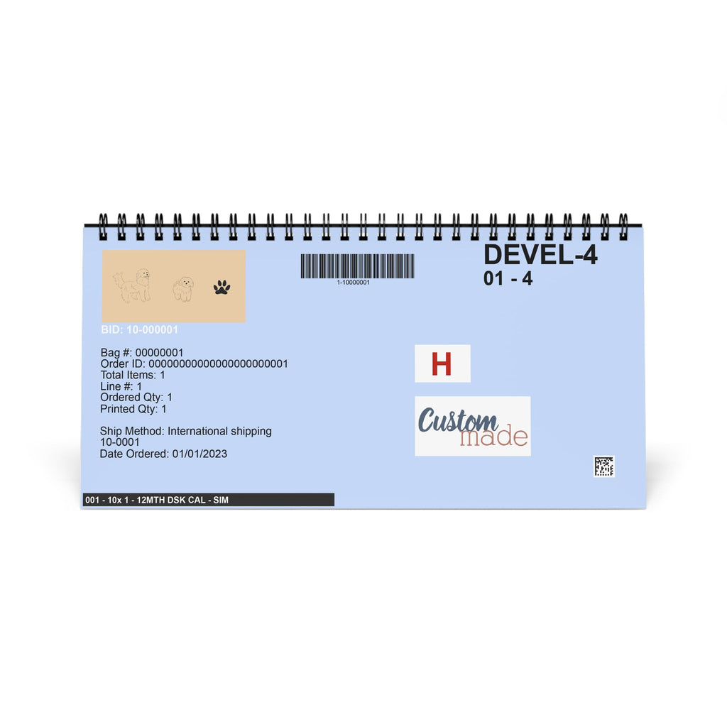 Calendrier de bureau  2027  beige de dessin de chiens  — Calendrier à cases