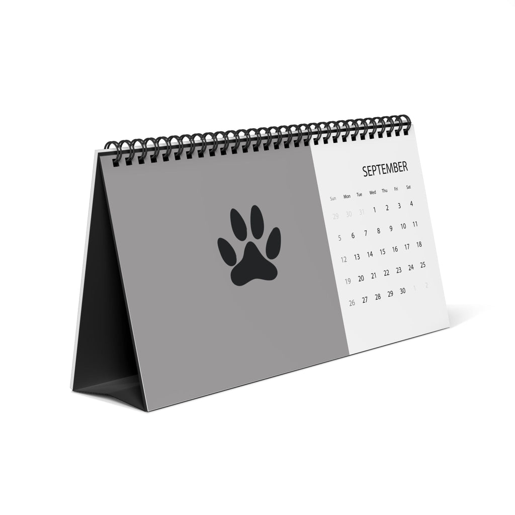 Calendrier de bureau « Chats » 2027 — Calendrier de bureau minimaliste à grille avec de jolies illustrations de chats