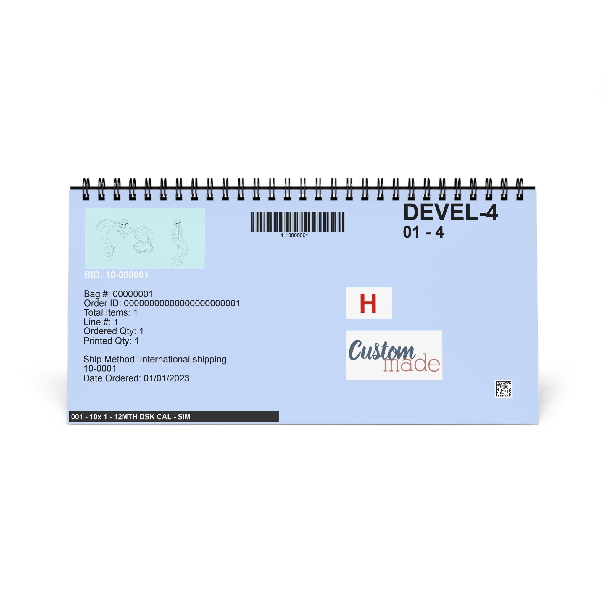 Calendrier de bureau « Sirène » 2027 – minimaliste à grille