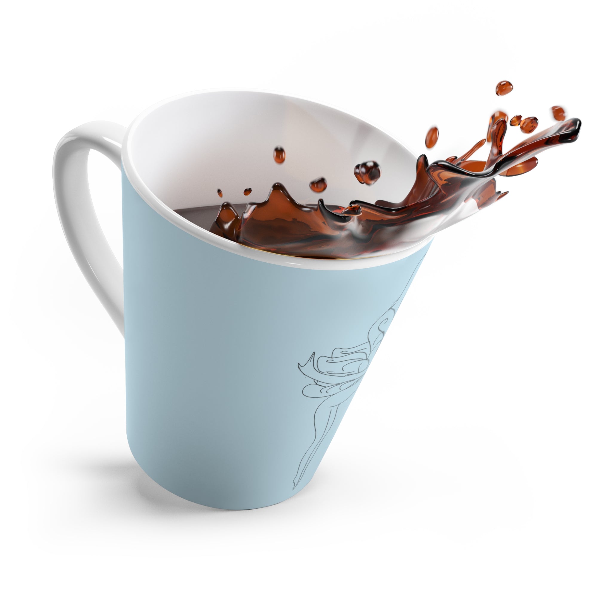 Tasse à café bleu avec dessin de fée