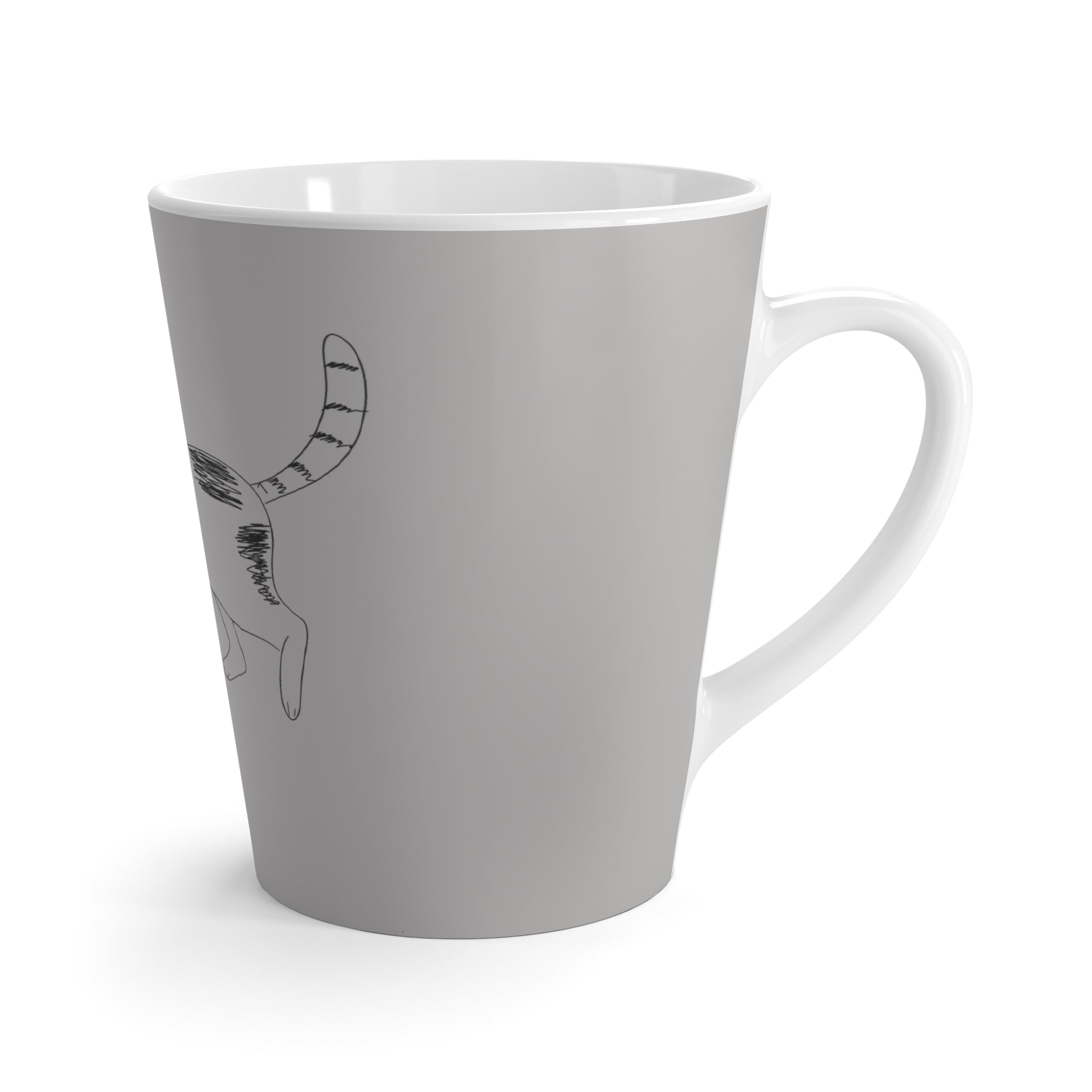 Tasse à café gris avec dessin de chat