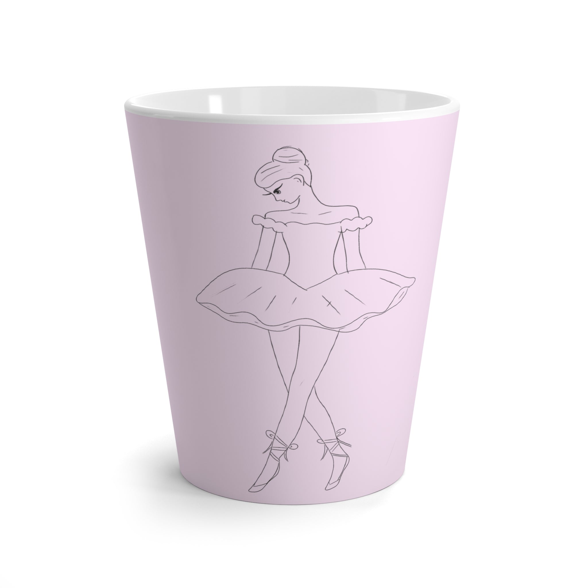 Tasse à café rose avec dessin de ballerine
