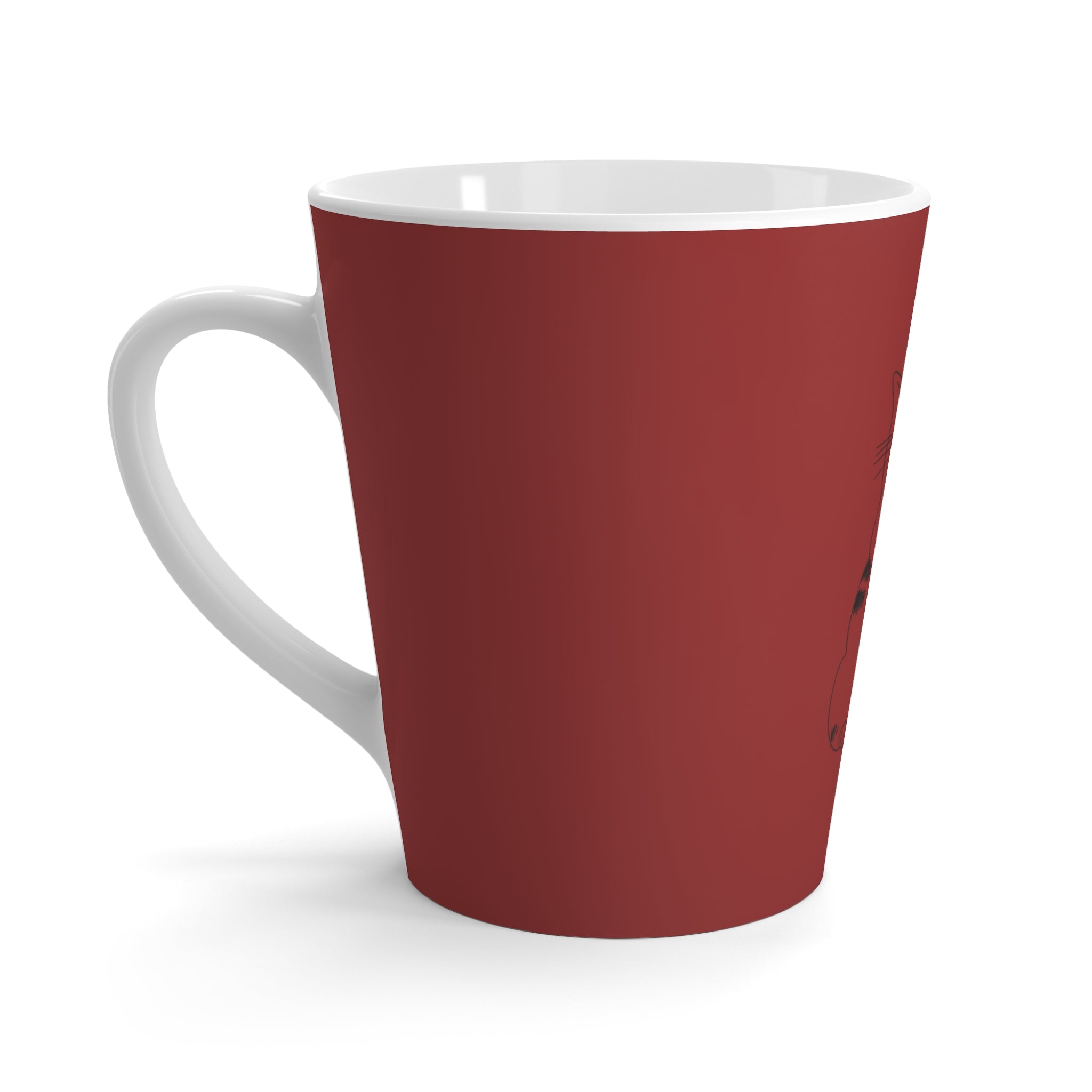 Tasse à café rouge avec dessin de chat