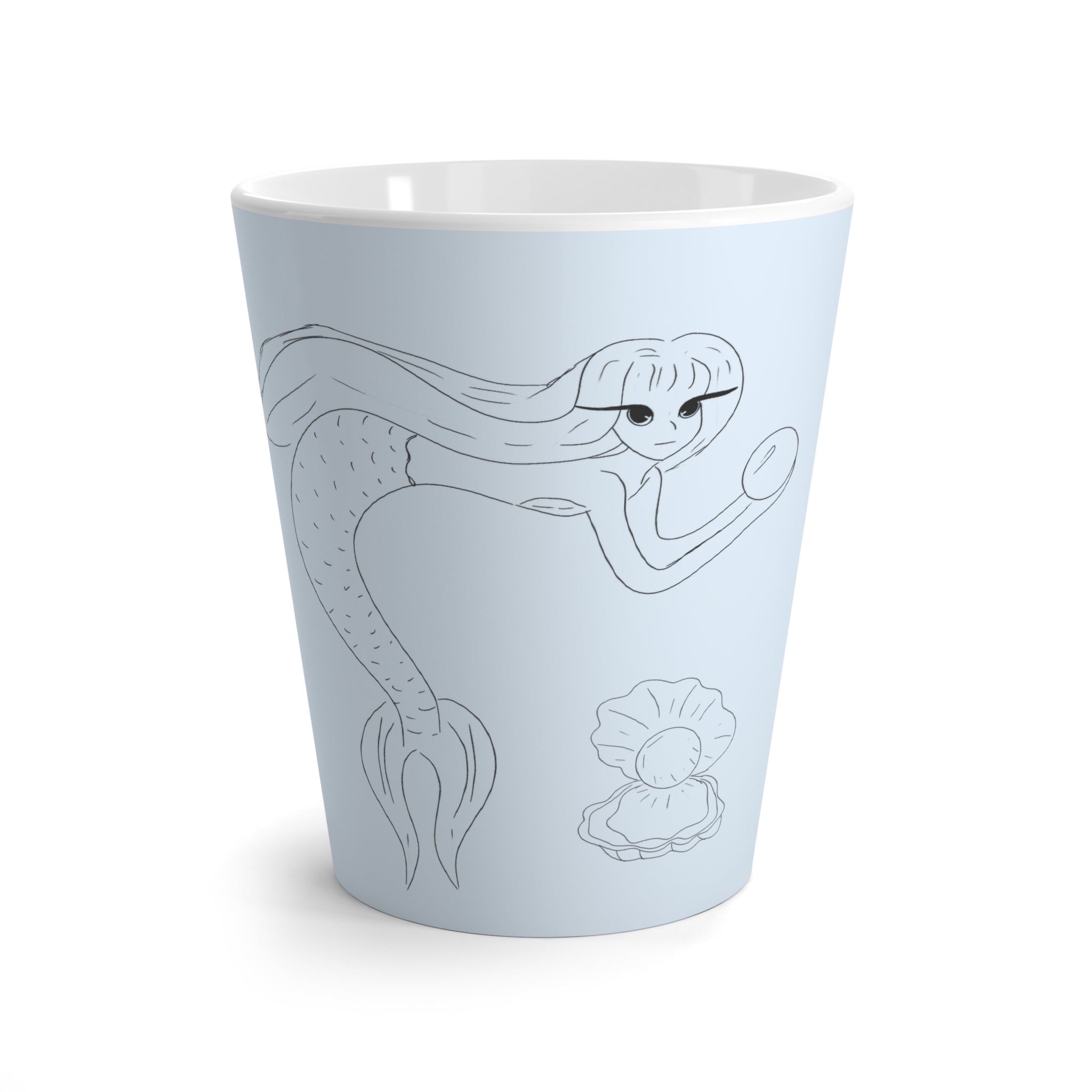 Tasse à café bleu  avec dessin de  sirène