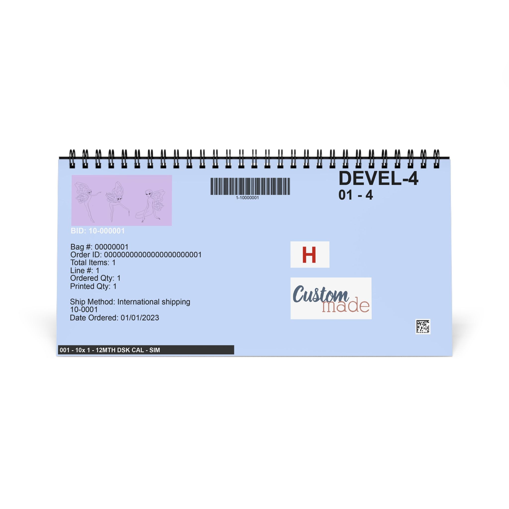 Calendrier de bureau « Fée » 2027 – Calendrier minimaliste à grille
