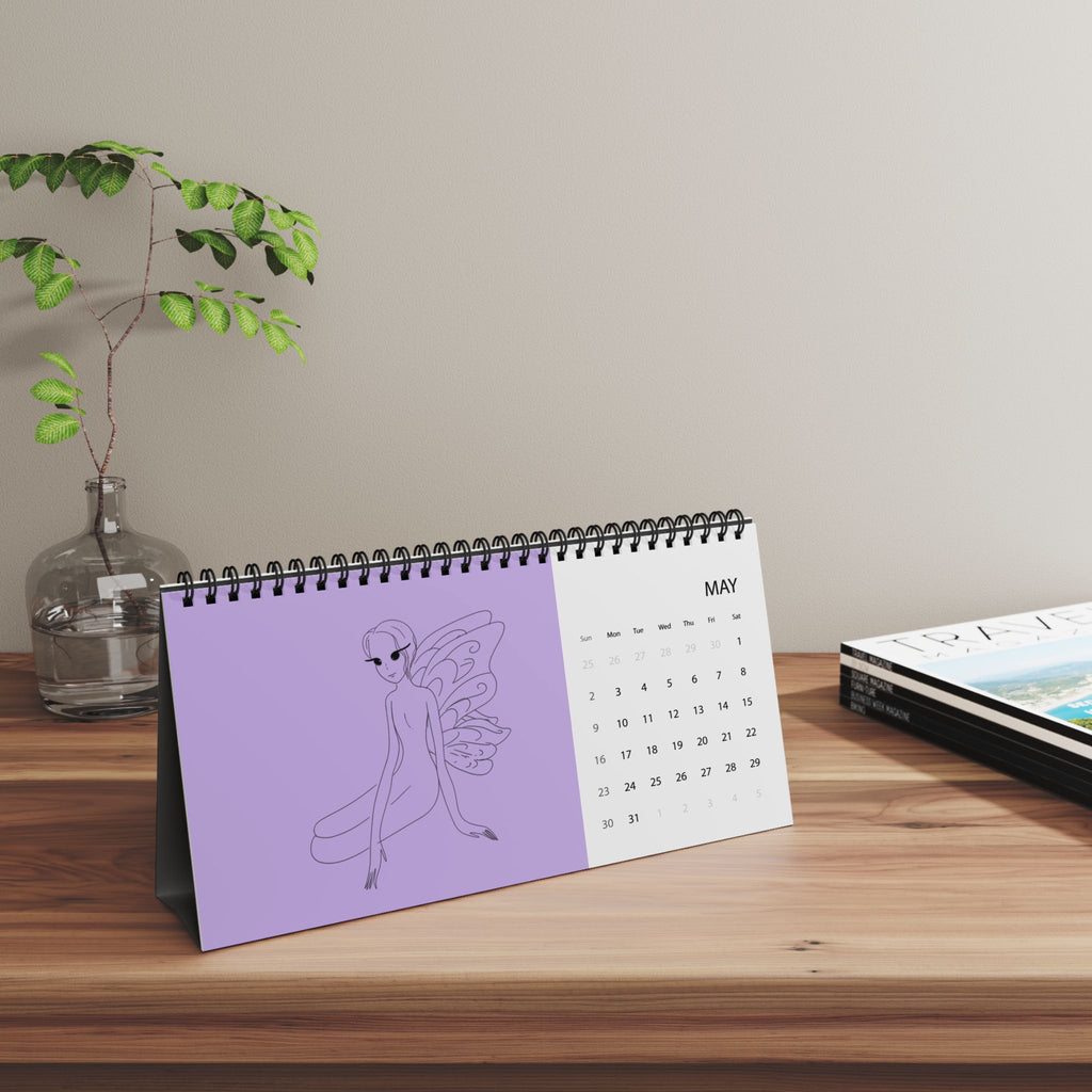 Calendrier de bureau « Fée » 2027 – Calendrier minimaliste à grille