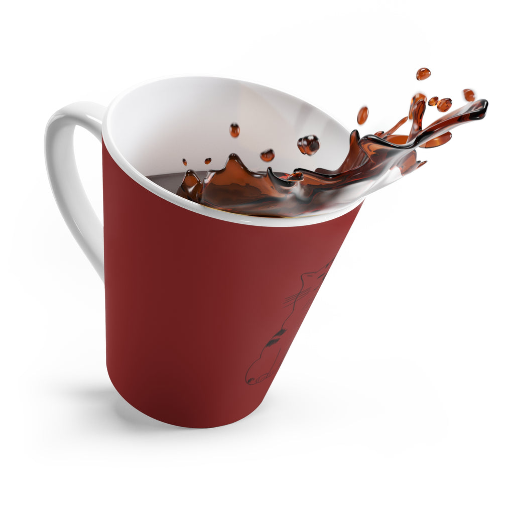 Tasse à café rouge avec dessin de chat