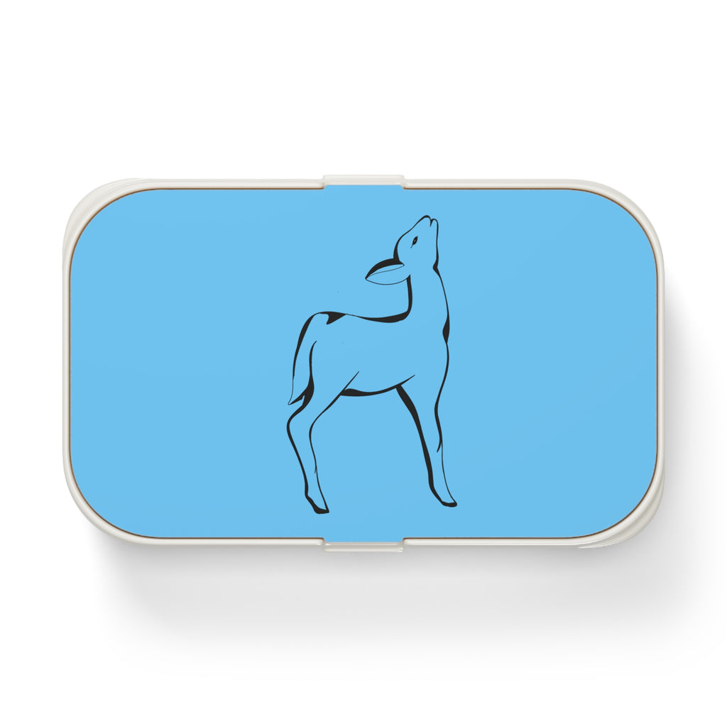Boîte à repas bleu avec dessin de biche