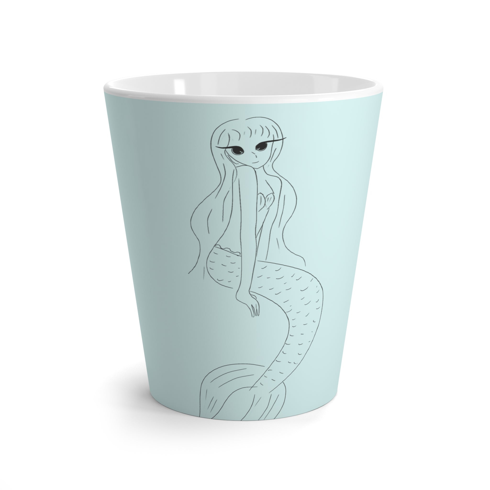 Tasse à café verte avec dessin de sirène