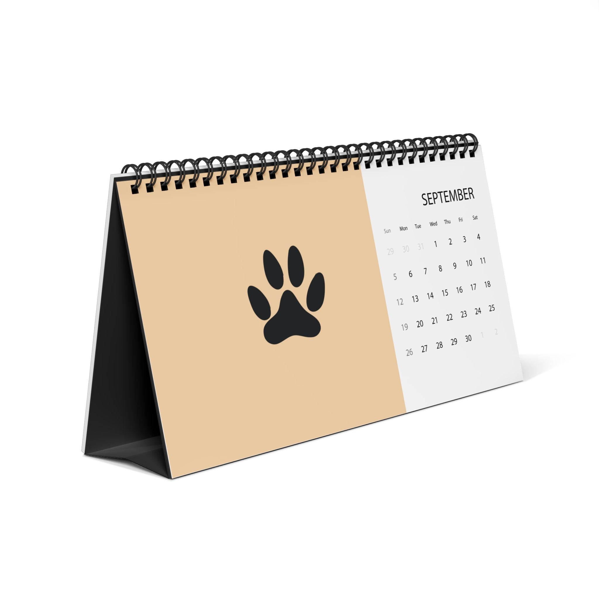 Calendrier de bureau  2027  beige de dessin de chiens  — Calendrier à cases