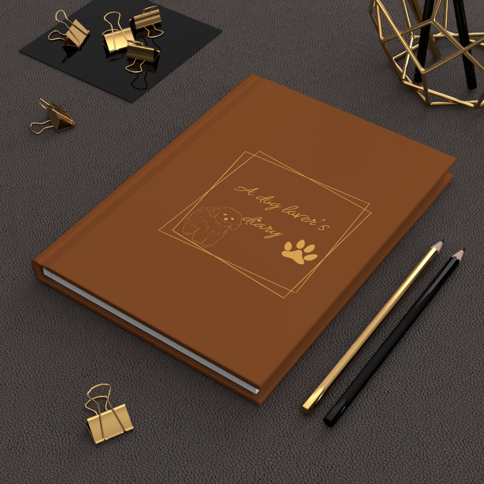 Journal intime « Dog Lover's Diary » — Carnet à motif d'empreintes de pattes marron