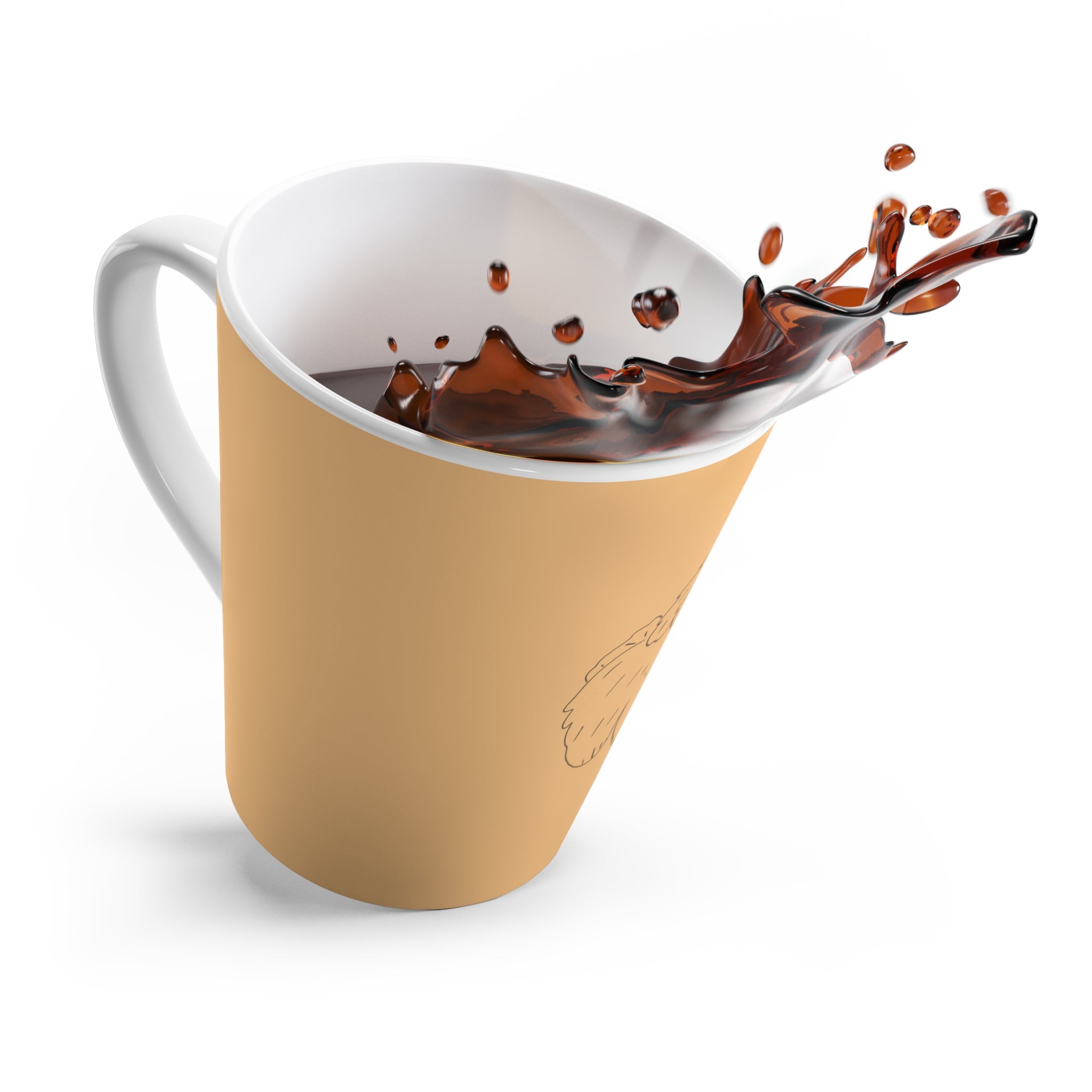Tasse à café jaune avec dessin de chien