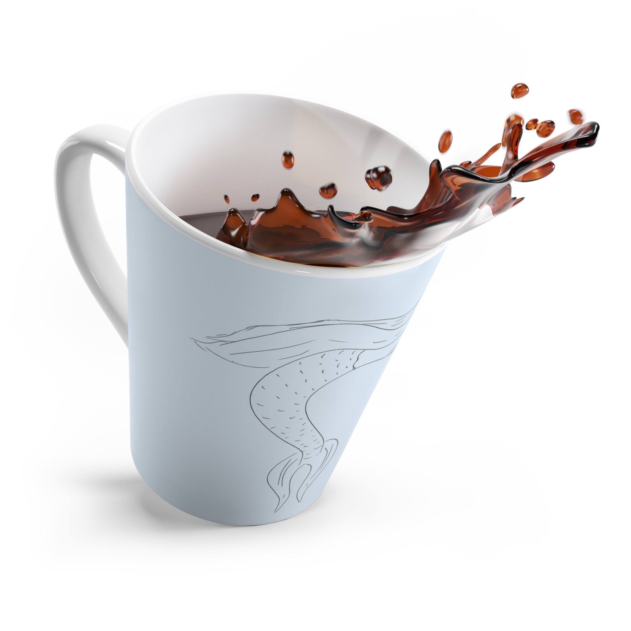 Tasse à café bleu  avec dessin de  sirène