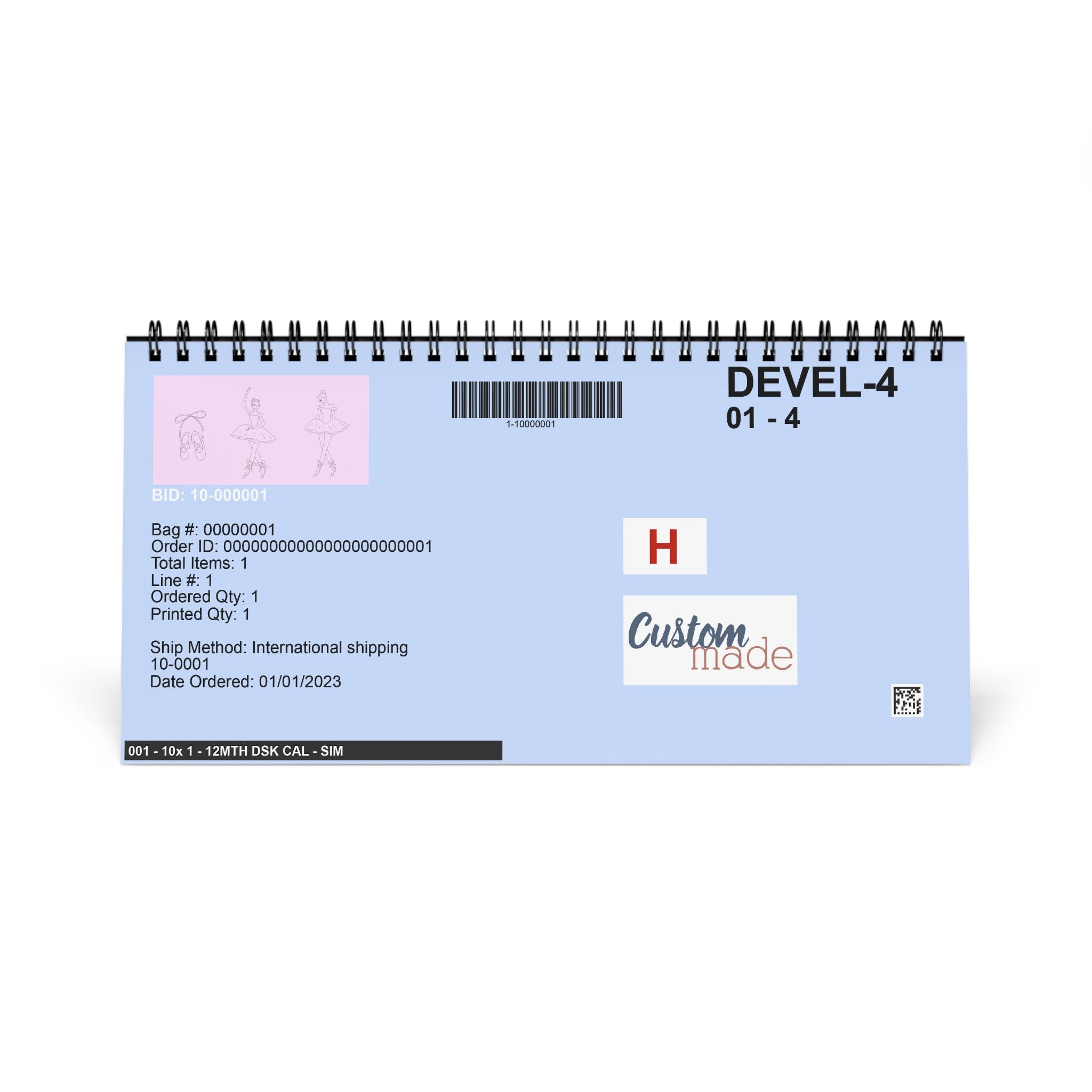 Calendrier de bureau « Ballet » 2027 — Calendrier de bureau à grille rose
