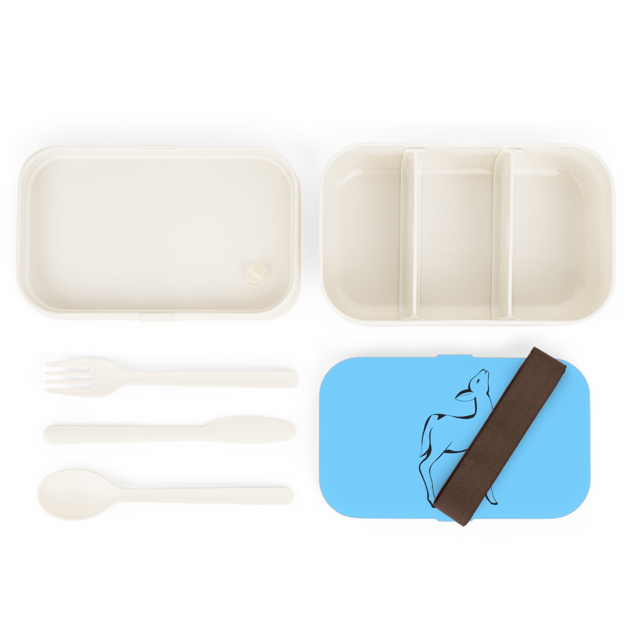 Boîte à repas bleu avec dessin de biche