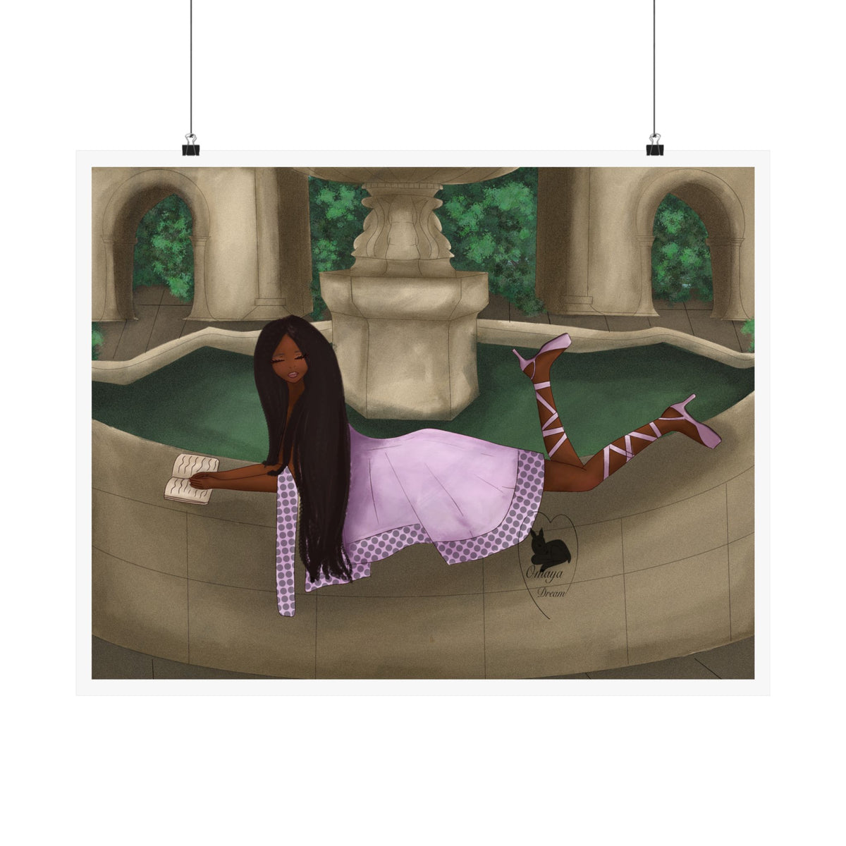 Matte Horizontal Poster—Rêverie à la Fontaine