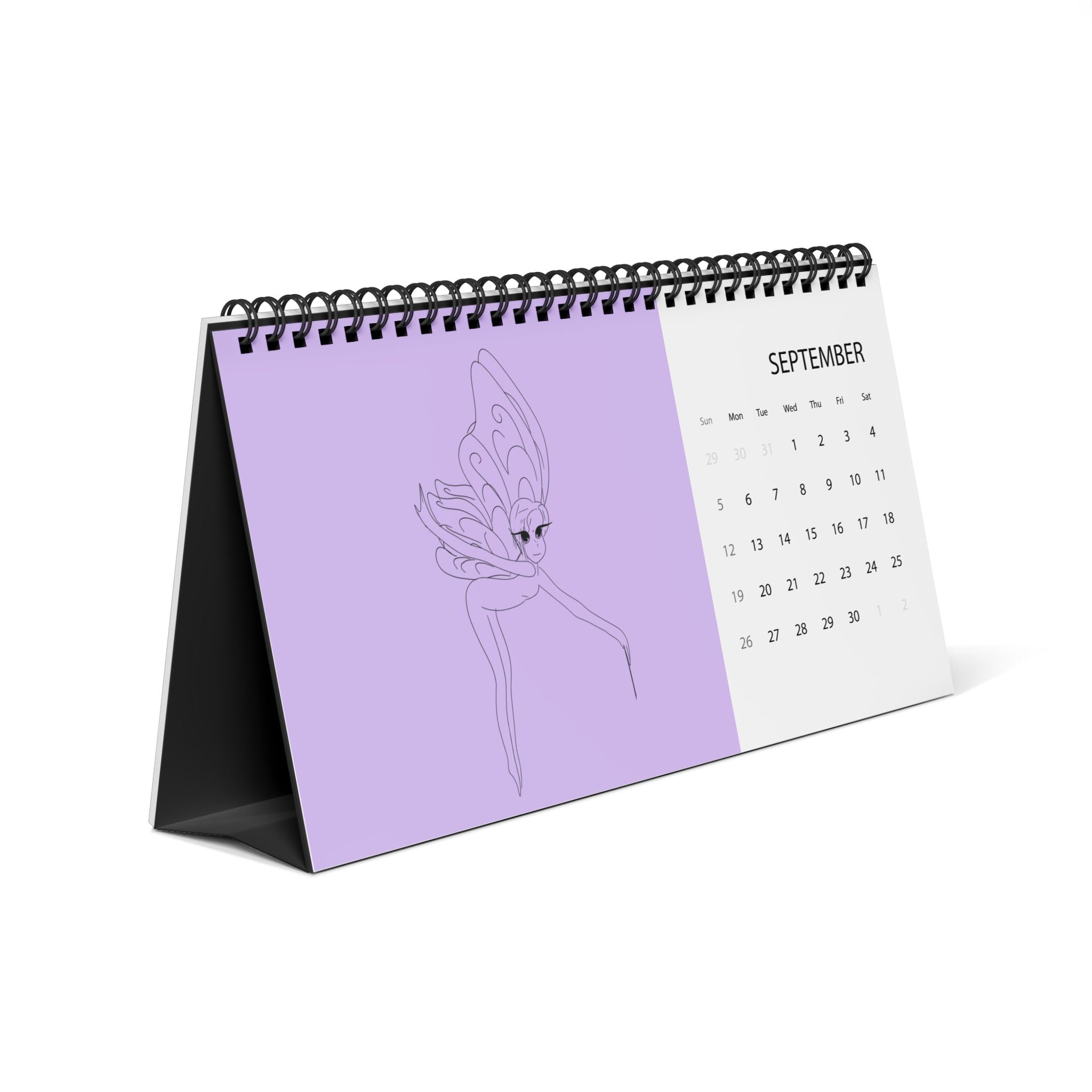 Calendrier de bureau « Fée » 2027 – Calendrier minimaliste à grille