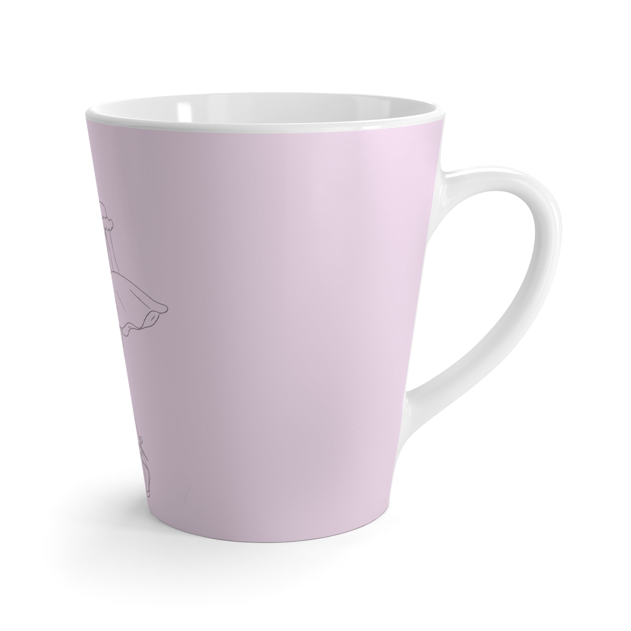 Tasse à café rose avec dessin de ballerine