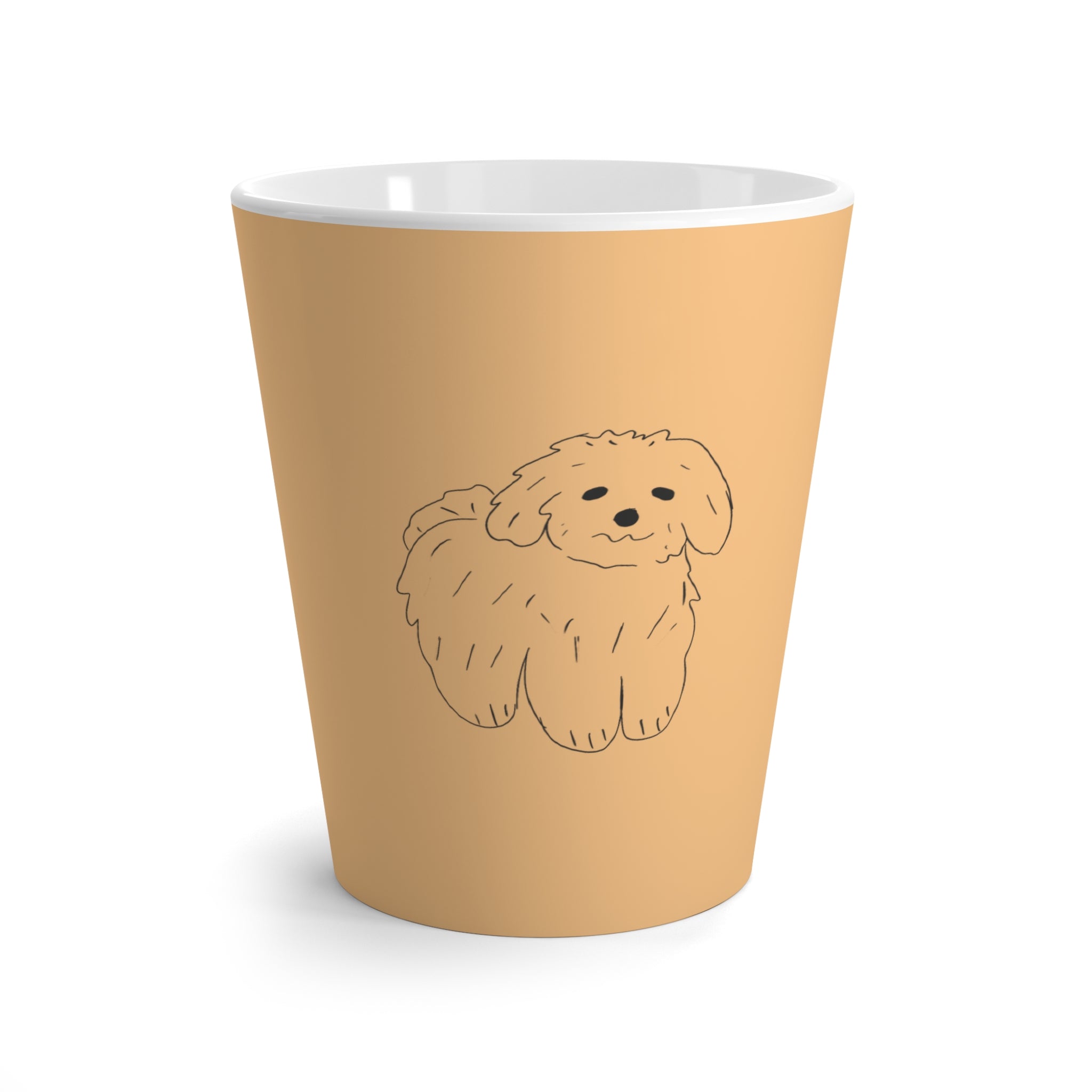 Tasse à café jaune avec dessin de chien