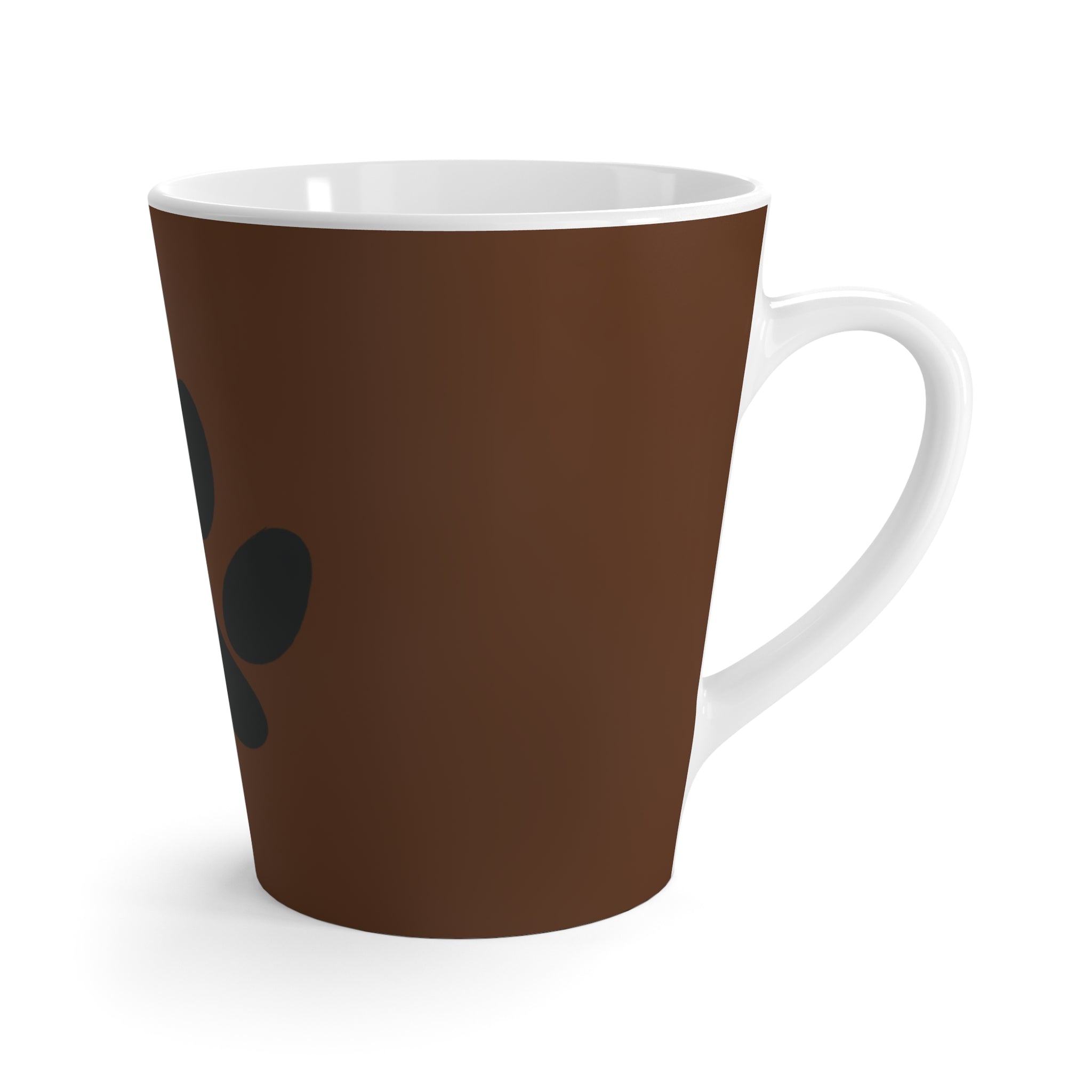 Tasse à café marron avec dessin de patte a chiens